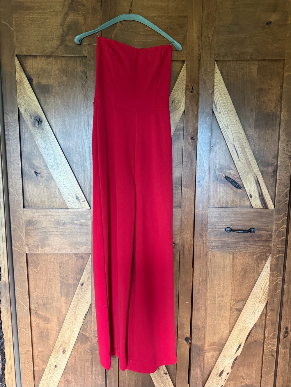 Lulu's Strapless Red Wide-Leg Jumpsuit